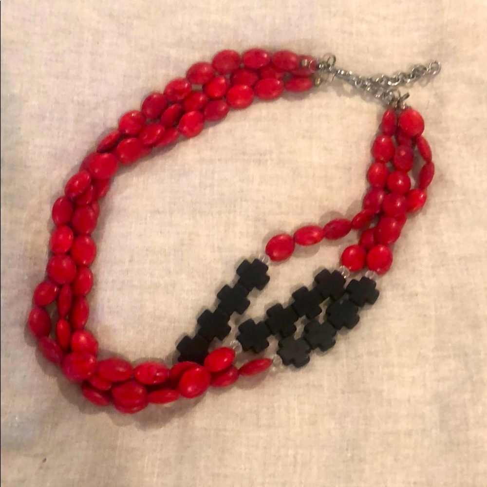 Chunky red and black western necklace